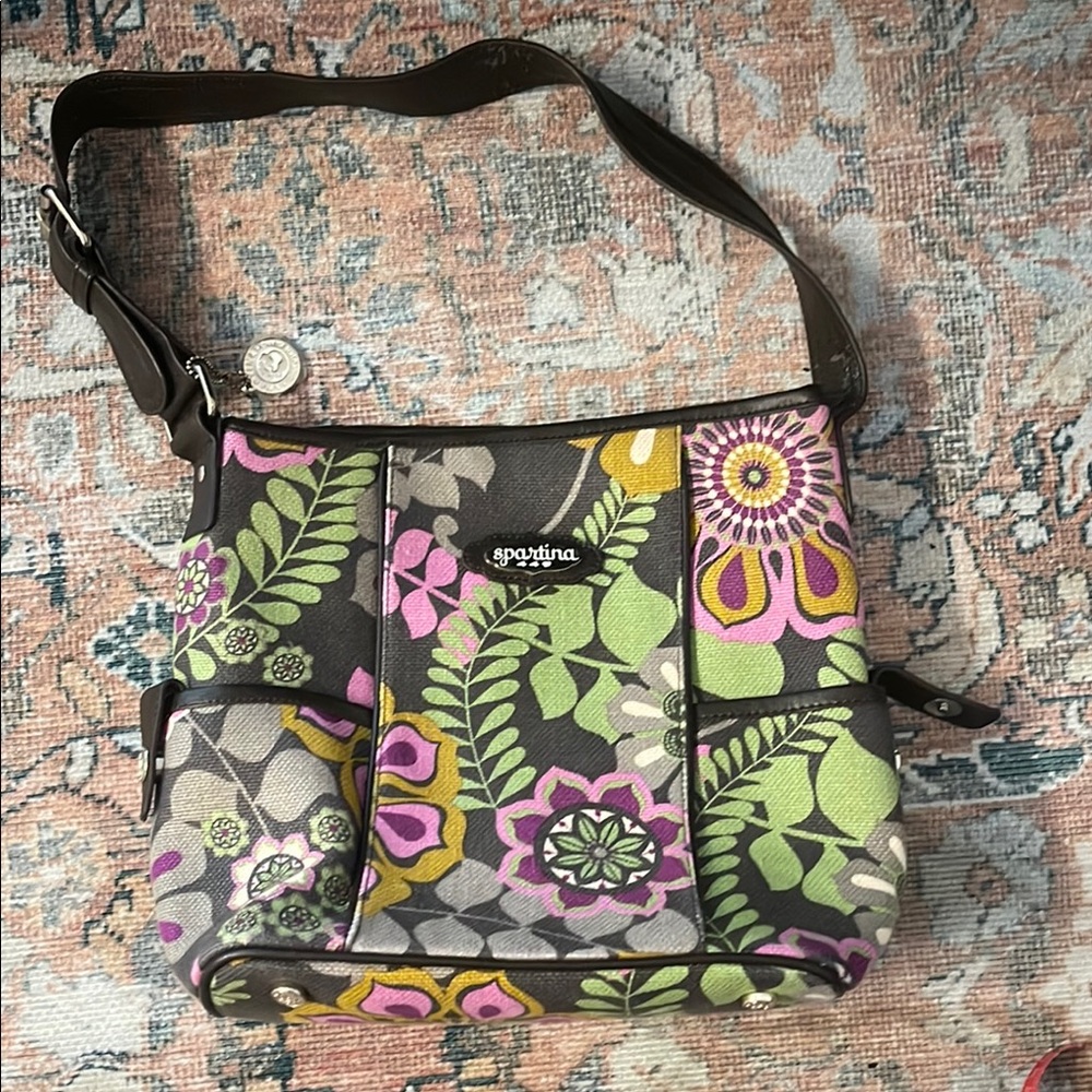 Spartina 449 Women's Floral Shoulder Bag - Multicolor Linen Tote